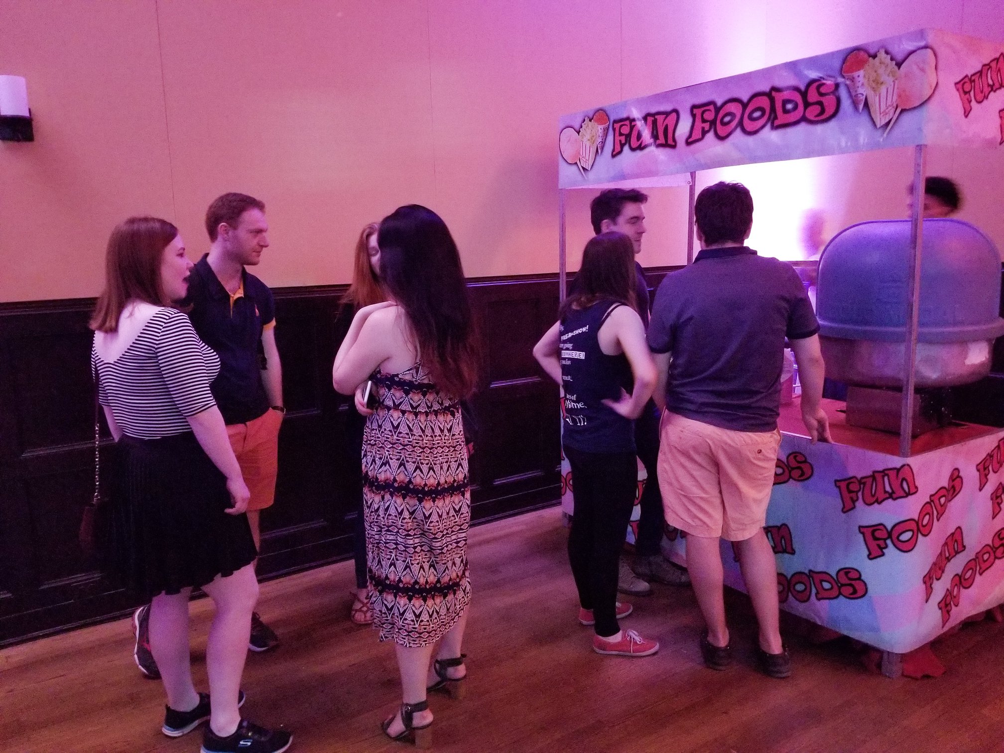 Students line up for Cotton Candy from the pop up cotton candy stall in Bodek Lounge